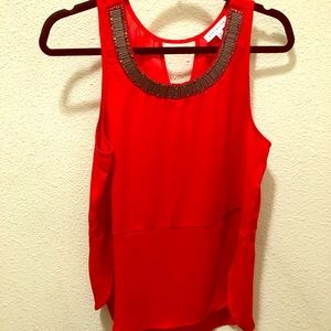 “Don’t need a necklace” Red Blouse